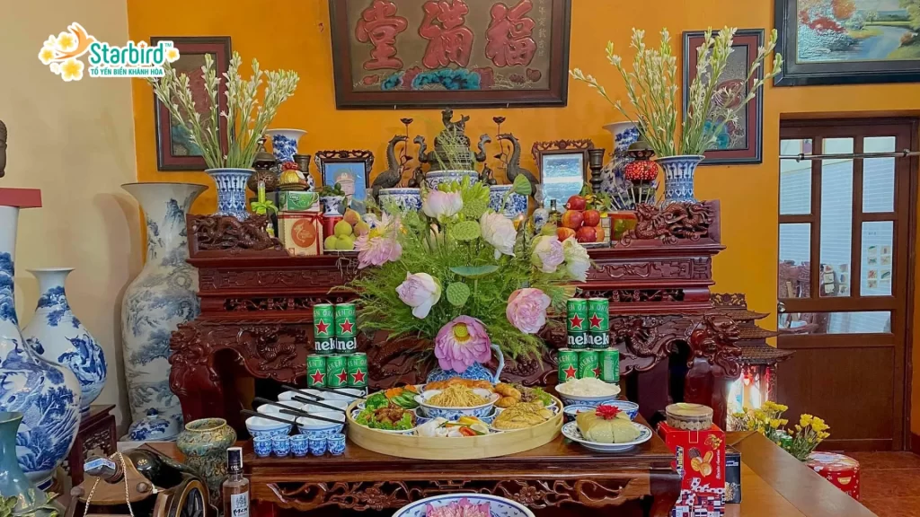 Sơ đồ trang trí bàn thờ ngày Tết 2025