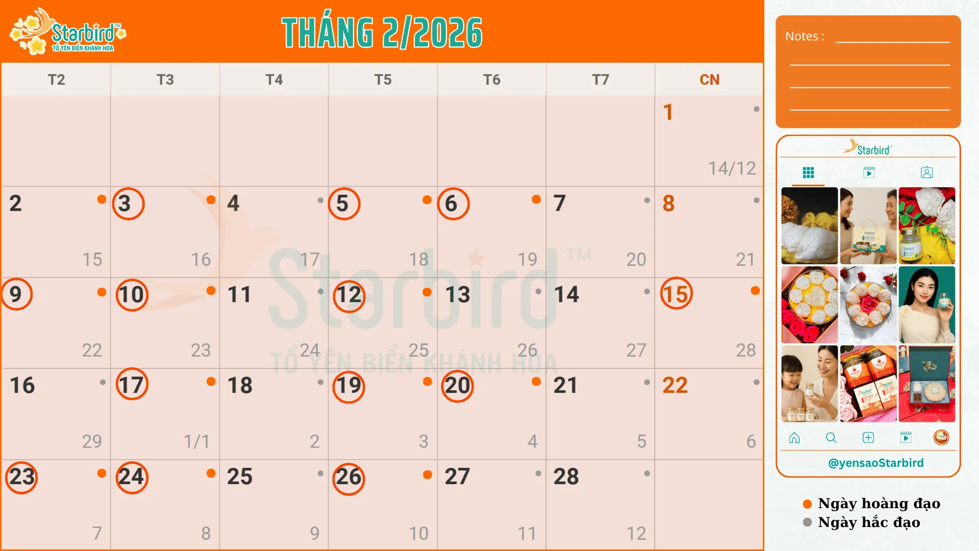 Tổng hợp ngày tốt tháng 2/2026