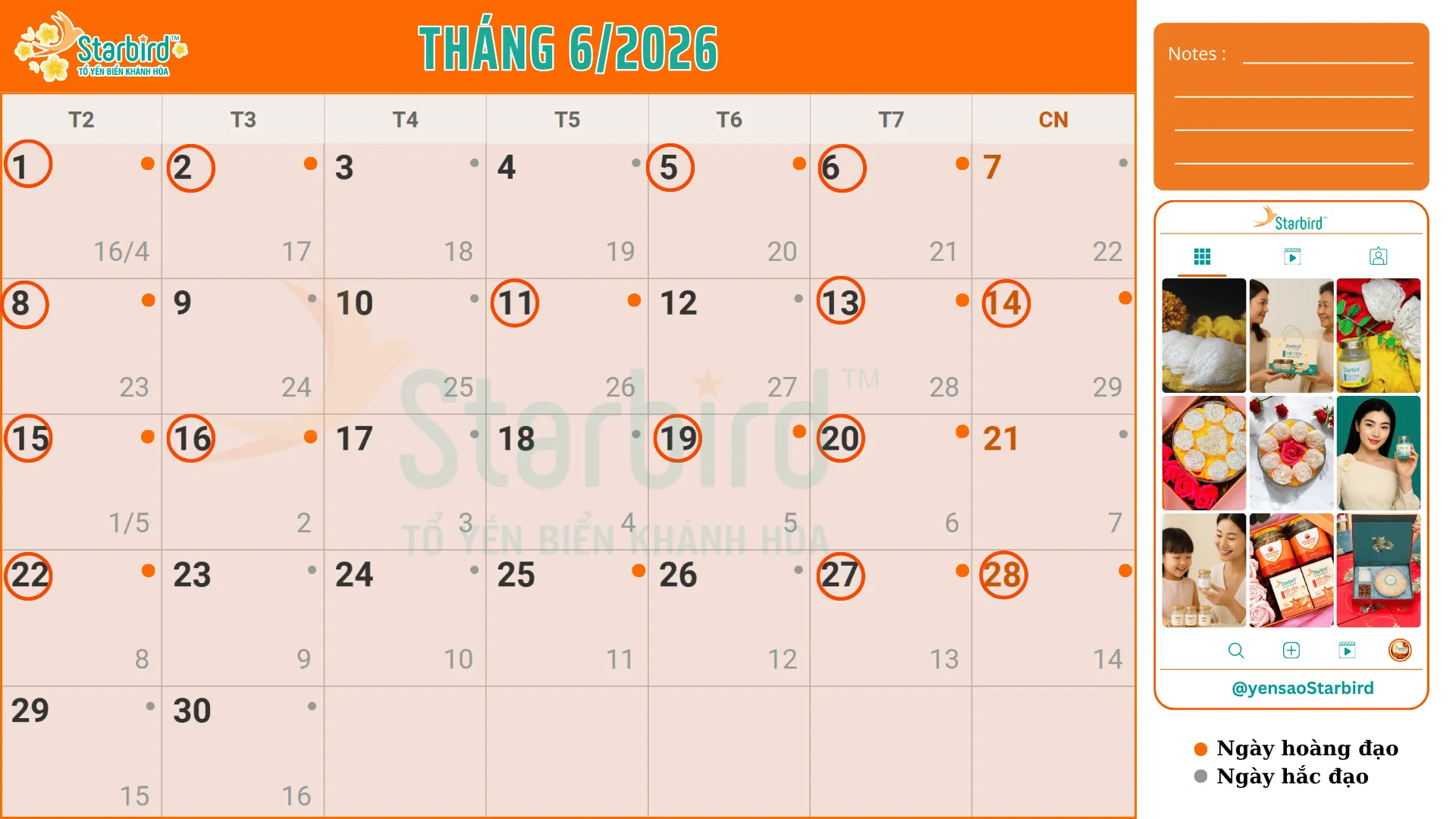 Tổng hợp ngày tốt tháng 6/2026